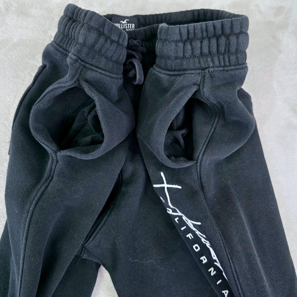 Hollister Must-Have Collection Mens M Black Jogger Sweatpants Script Logo - Picture 4 of 6